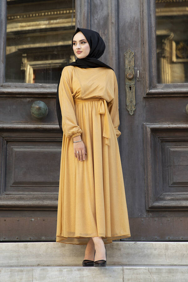 Simli Tesettür Abiye Elbise 100MD-10210-1