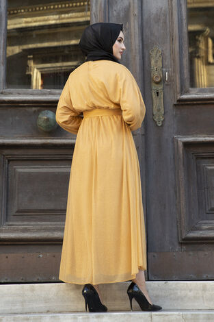 Simli Tesettür Abiye Elbise 100MD-10210-1 - Thumbnail