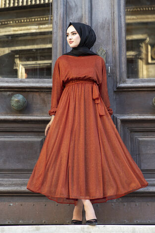 Simli Tesettür Abiye Elbise 100MD-10210-3 - Thumbnail