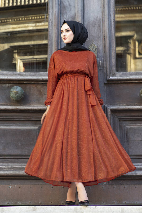 Simli Tesettür Abiye Elbise 100MD-10210-3
