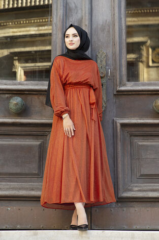 Simli Tesettür Abiye Elbise 100MD-10210-3 - Thumbnail