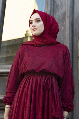 Simli Tesettür Abiye Elbise 100MD-10210-7 - Thumbnail