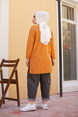 Simple Sweat-Tunik 9792-29 Hardal - Thumbnail