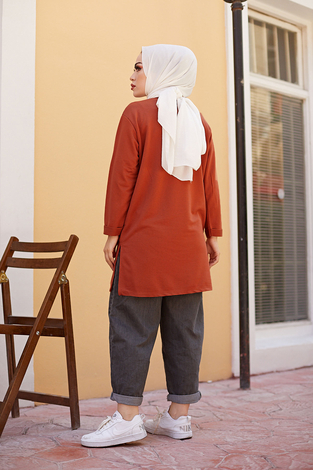 Simple Sweat-Tunik 9792-31 Kiremit - Thumbnail