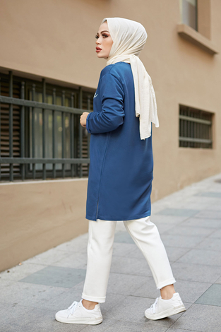 Simple Sweat-Tunik 9792-32 İndigo - Thumbnail