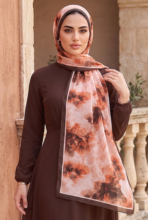 Soft Floral  Şal Serisi Acı Kahve (1)