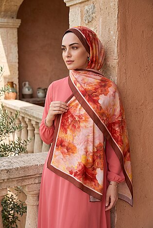 Soft Floral Şal Serisi Bordo