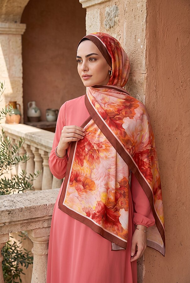 Soft Floral  Şal Serisi Bordo
