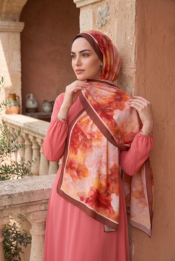 Soft Floral  Şal Serisi Bordo (1)