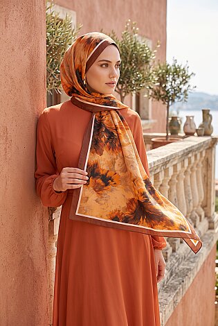 Soft Floral Şal Serisi Kahve