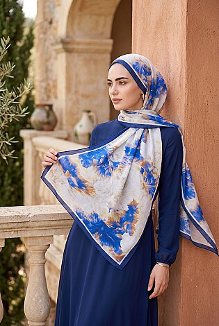 Soft Floral Şal Serisi Mavi