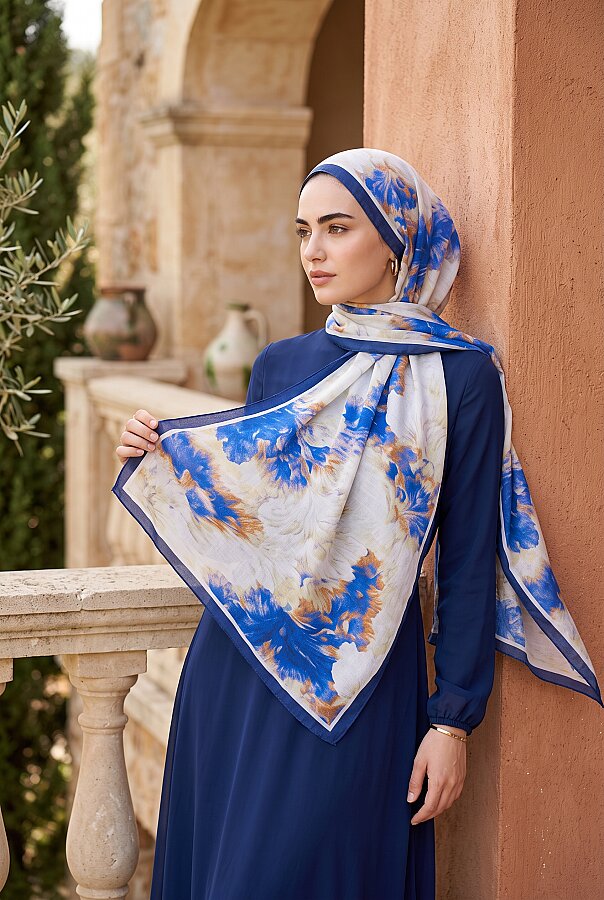 Soft Floral  Şal Serisi Mavi