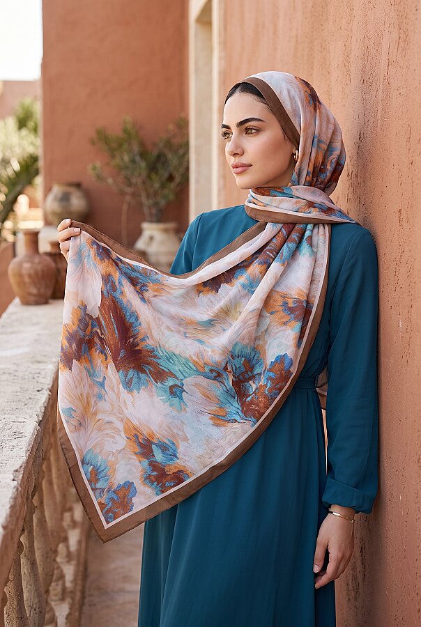 Soft Floral  Şal Serisi Taba