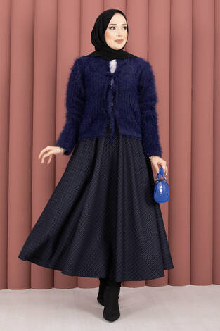 Soft Pötikare Desenli Etek İndigo - Thumbnail