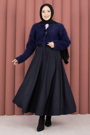 Soft Pötikare Desenli Etek İndigo - Thumbnail