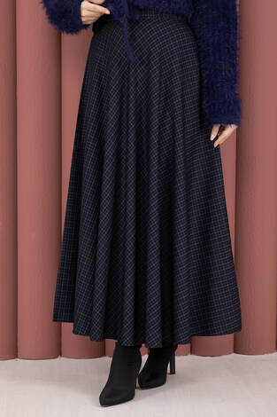 Soft Pötikare Desenli Etek İndigo - Thumbnail