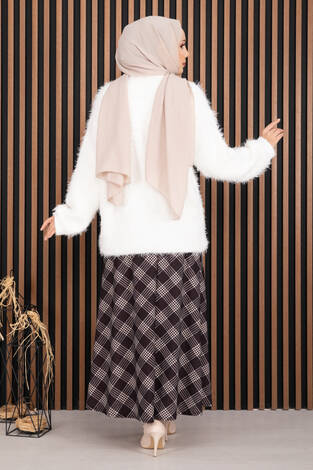 Softy Peluş Dokulu Triko Kazak Ekru - Thumbnail