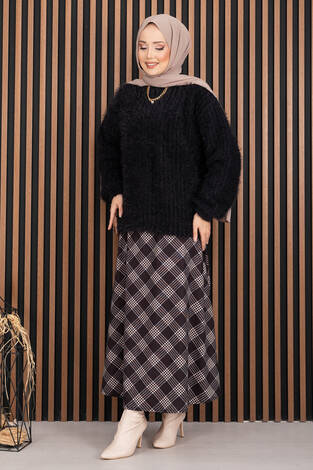 Softy Peluş Dokulu Triko Kazak Siyah - Thumbnail