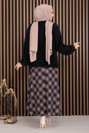 Softy Peluş Dokulu Triko Kazak Siyah - Thumbnail