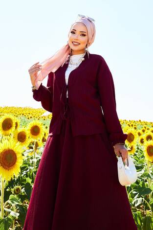 Spor Kimono Etekli Takım Bordo - Thumbnail