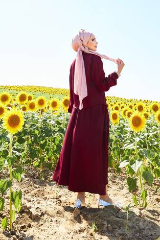 Spor Kimono Etekli Takım Bordo - Thumbnail