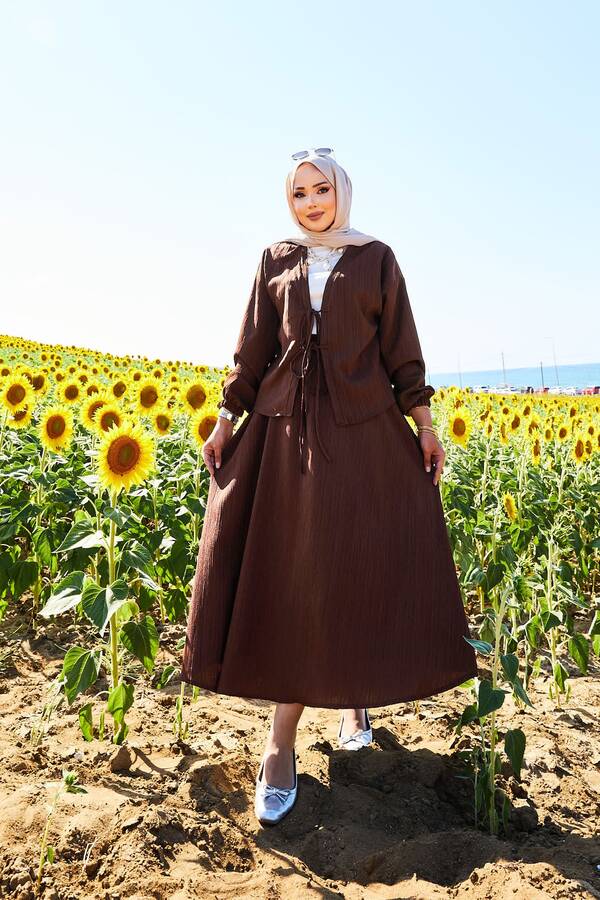 Spor Kimono Etekli Takım Kahve - 3
