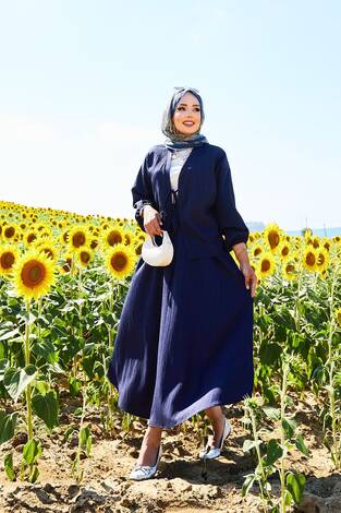 Spor Kimono Etekli Takım Lacivert - Thumbnail