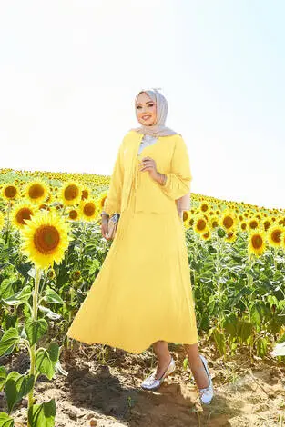 Spor Kimono Etekli Takım Sarı - Thumbnail