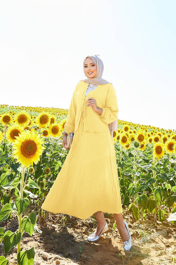 Spor Kimono Etekli Takım Sarı Spor Kimono Etekli Takım Sarı