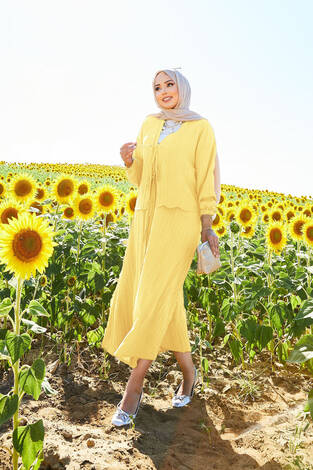 Spor Kimono Etekli Takım Sarı - Thumbnail