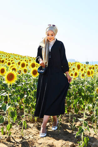 Spor Kimono Etekli Takım Siyah - Thumbnail