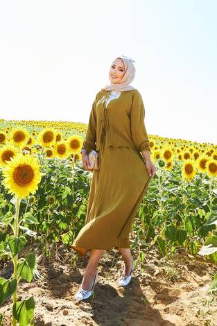 Spor Kimono Etekli Takım Yağ Yeşil - Thumbnail