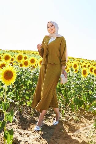 Spor Kimono Etekli Takım Yağ Yeşil - Thumbnail