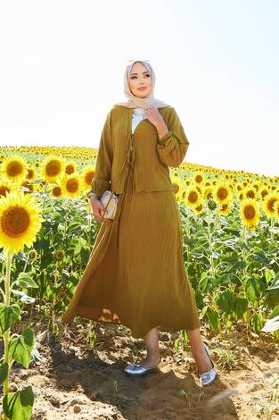 Spor Kimono Etekli Takım Yağ Yeşil - Thumbnail