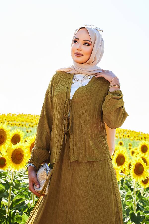 Mat - Spor Kimono Etekli Takım Yağ Yeşil (1) Mat - Spor Kimono Etekli Takım Yağ Yeşil (1)