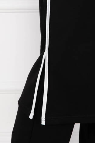 Sportif Biye Detaylı Uzun Tesettür Takım Siyah - Thumbnail