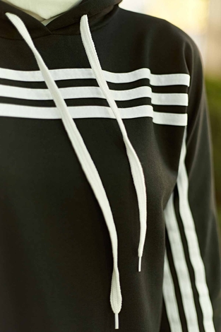 Striped Track suit 10049-1 Black - Thumbnail