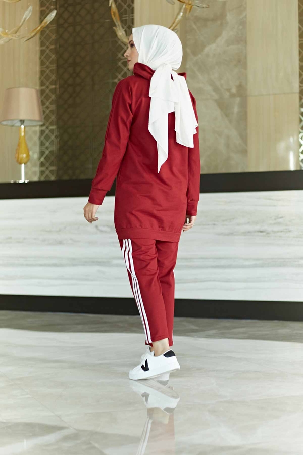 Striped Track suit 10049-3 Burgundy