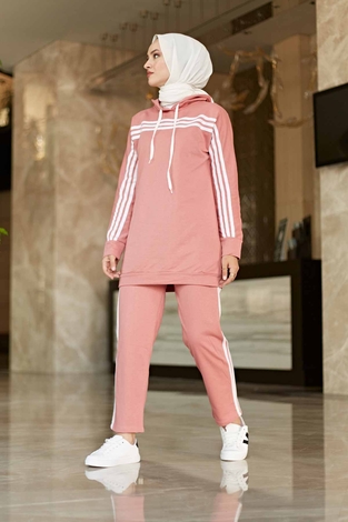 Striped Track suit 10049-4 Pink - Thumbnail