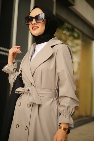 Style Trench Coat 10067-4 Smoked Color - Thumbnail