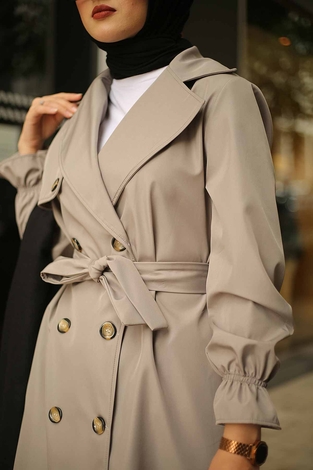 Style Trench Coat 10067-4 Smoked Color - Thumbnail
