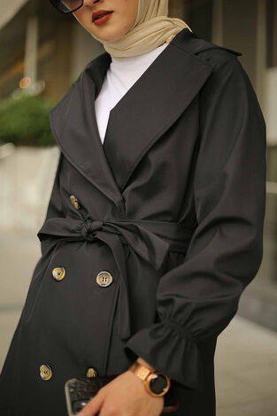 Style Trench Coat 10067-1 Black - Thumbnail