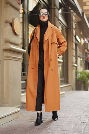 Style Trench coat 10070-5 Mustard color - Thumbnail
