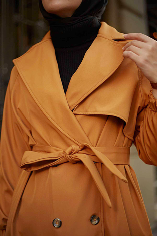 Style Trench coat 10070-5 Mustard color - Thumbnail