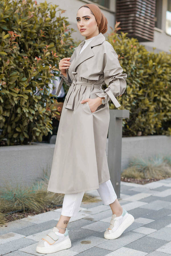 Su Geçirmez Trençkot Taş