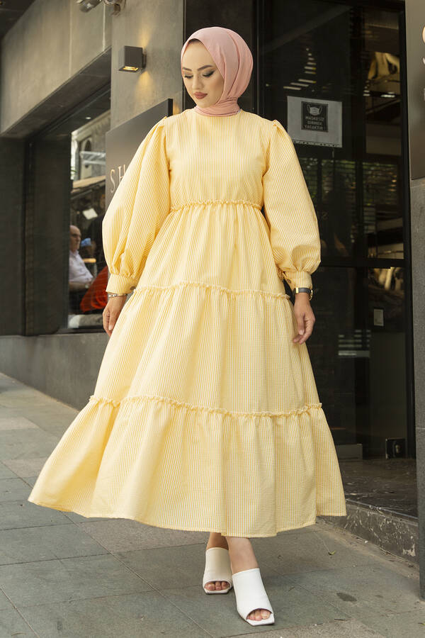 Sue Çizgili Elbise 350TH-3019-7