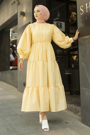 Sue Çizgili Elbise 350TH-3019-7 - Thumbnail