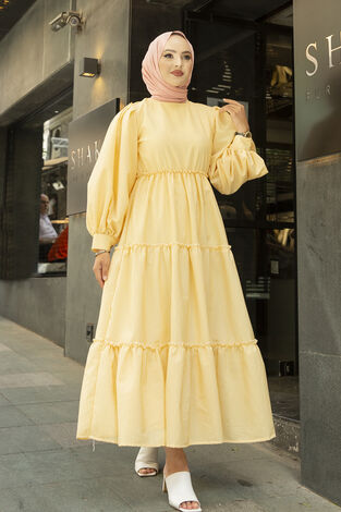 Sue Çizgili Elbise 350TH-3019-7 - Thumbnail