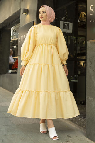 Sue Çizgili Elbise 350TH-3019-7 - Thumbnail