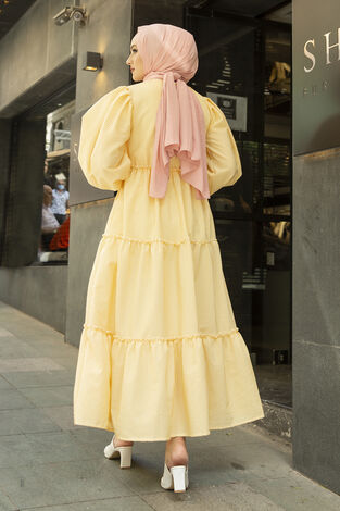 Sue Çizgili Elbise 350TH-3019-7 - Thumbnail